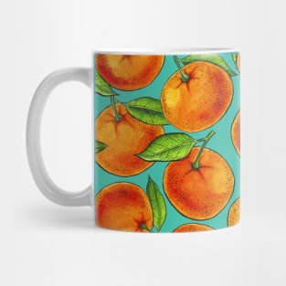 Oranges on turquoise Mug